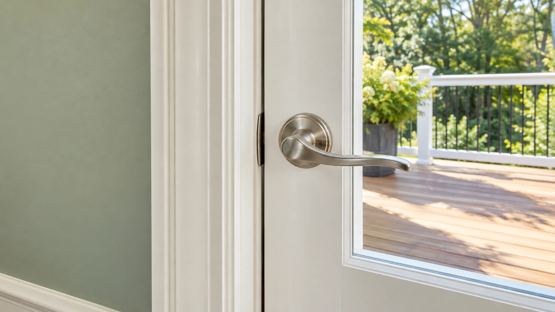 Illustration of smoothly painted door trim beside a handle.